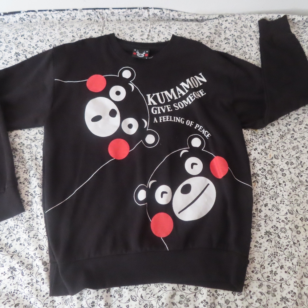 Rare Kumamon Sweatshirt Kumamon Big Logo Spellout Kumamoto Japan Rescue Bear L